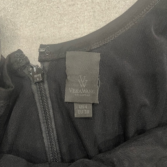 [US4]Vera Wang collection Gray Black Silk Blend Ruched Tie Sheath Dress Satin - Picture 2 of 9